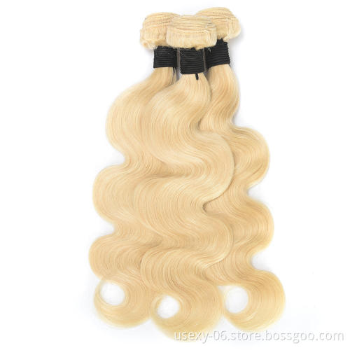Wholesale 613 Virgin Hair Bundle Blonde Virgin Hair Body Wave Human Hair Weave Bundles